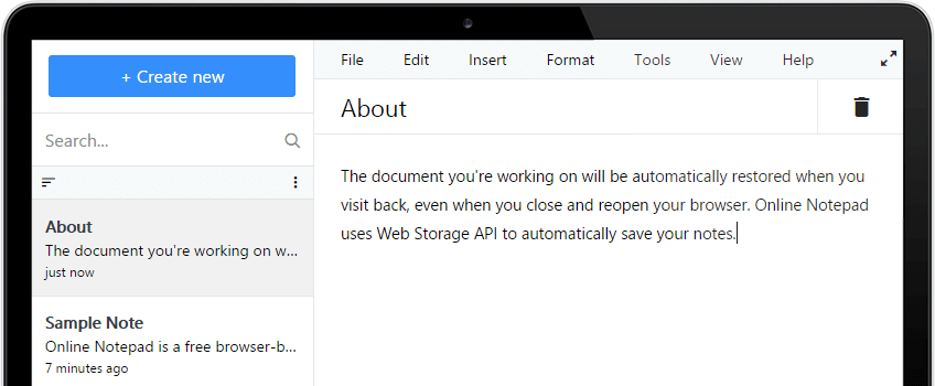 Spikas Online Notepad Screenshot
