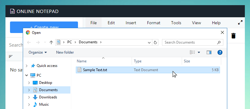 Open file dialog in Spikas